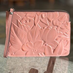 Patricia Nash Tooled Leather Floral Embossed Wristlet
